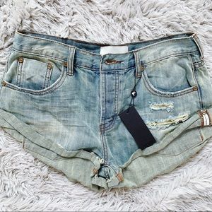 One Teaspoon Distressed Bandits Denim Shorts